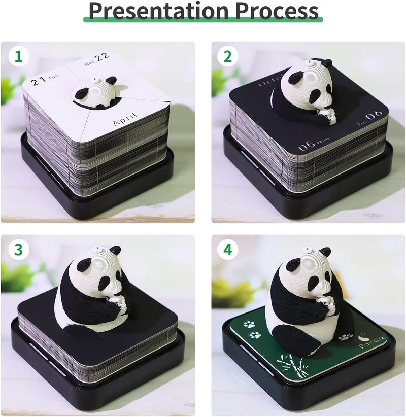 MACTANO 3D Art Calendar 2026, Creative Time Piece Calendar Panda Memo Pad Rip Away Paper Carving DIY Sticky Note - Image 5